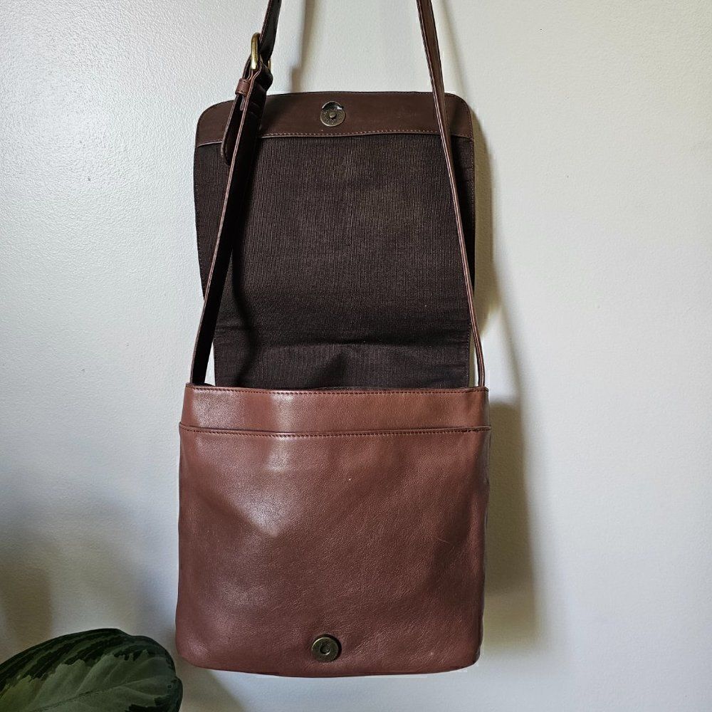 EUC NINE WEST BROWN LEATHER CROSSBODY BAG MEDIUM - Picture 5 of 16